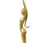 Abstract Beeld Naakte Vrouw Ballerina Art Deco Stijl Messing 51cm thumbnail 13