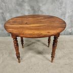 Antieke Hangoortafel Ronde Tafel Notenhout 96 Cm thumbnail 2