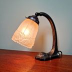 Art Deco Bureaulamp In Metaal En Roze Gesatineerd Glas, 1920-30 thumbnail 3