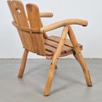 Vintage Brutalist Stoel Hout Armchair ’80 France Design thumbnail 7