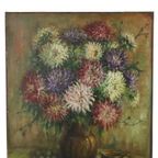 Groot Bloemen Stilleven Schilderij Dahlia’S Gesigneerd M. Vierstraete thumbnail 12