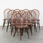 Set Van 10 Vintage Houten Windsor Spijlen Stoelen Uit De Jaren ’70 In Engelse Stijl thumbnail 2