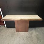 Sidetable / Wandmeubel, Travertin En Messing, Belgochrom 1970'S thumbnail 5