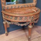 Console Tafel Met Marmeren Blad En Hoge Halspiegel thumbnail 5