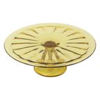 Art Deco Amber Taartschotel Gebak Schaal Depression Glass thumbnail 5