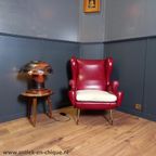 Rode Italiaanse Vintage Designfauteuil thumbnail 2