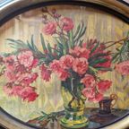 Antieke Ovale Lijst Met Prent Bloemen Schilderij Met Druk thumbnail 12