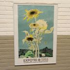 Vintage Jean Jansem Sunflower Poster, Expo'90, Osaka Japan thumbnail 4