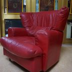 Rood Leren Lounge Fauteuil Door Calia Italia, 1990S thumbnail 3