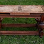 Klassiek Bruin Eettafel Antiek Zwaar Uitschuifbare Verlengbare Dineer Tafel Zwaar Hout thumbnail 3