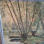 Frans Olieverf Schilderij Op Doek Ardennen 1962 thumbnail 5