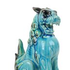 Koppel Vintage Chinese Komainu Guardian Lions Foo Dogs Blauw Aardewerk 20Cm thumbnail 6