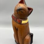 Vintage Houten Kat Handwerk thumbnail 3