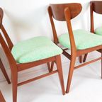 5 Farstrup Deense Houten Stoelen Nieuw Gestoffeerd Groen thumbnail 10