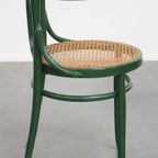 Leuke Groene Sierlijke Vintage Bistro Stoel Met Een Gematte Rieten Zitting thumbnail 4
