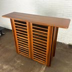 Hoge Italiaans Vintage Dressoir Kast Met Walnoot Hout En Glas thumbnail 8