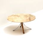 Ronde Vintage Onyx Salontafel Met Onderstel Van Chroom Uit De Jaren ’70 thumbnail 3
