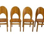Vintage Set Van Vier Rainer Daumiller Grenen Stoelen Design thumbnail 2