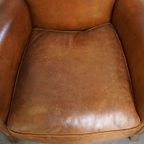 Set Van 2 Comfortabele Vintage Schapenleren Armchairs/ Fauteuils Afgewerkt Met Siernagels thumbnail 6