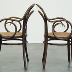 Zeer Elegante, Karaktervolle En Sierlijke Set Van 4 Art Nouveau Thonet Design Bistro Stoelen thumbnail 6