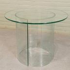 Vintage Ronde Glazen Bijzettafel, Postmodern thumbnail 3