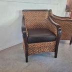 4 Art Deco Colonial Stijl Fauteuils Rotan thumbnail 8