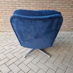 Vintage Fauteuil Nieuw Bekleed Ribstof Draaifauteuil thumbnail 7