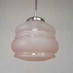 Art Deco Hanglamp Met Roze Glazen Kap, Jaren 30 thumbnail 13