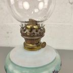 Antieke Handbeschilderde Opaline Olielamp thumbnail 3