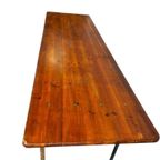 Vintage Houten Inklapbare Tafel Met Ijzeren Frame thumbnail 4