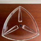 Walther Glas, Vintage Kristallen Schaal Driehoek. Simpel Strakke Moderne Schaal thumbnail 7