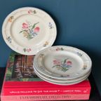 Luneville Set Van 4 Vintage Borden Met Bloemmotief thumbnail 5