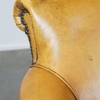 Comfortabele, Luxe Rundleren Fauteuil/armchair + Hocker Met Een Correcte Afwerking Met Siernagels thumbnail 13