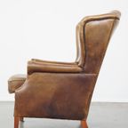 Charmante Schapenleren Oorfauteuil Met Een Mooi Patina En Een Goed Zitcomfort thumbnail 6
