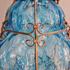 Grote Venetiaanse Hanglamp In Blauw Murano-Glas thumbnail 8