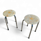 Stools With A Decorative Top Made With Sand , Seashells, And A Starfish Embedded In A Clear Acryl thumbnail 3
