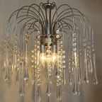 Transparante Grote Xl Murano Teardrop Kroonluchter Hanglamp Chrome Frame thumbnail 9