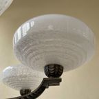 Hanglamp Jaren 40 Pendel Verzilverd 6 Arms Getrapte Glazen Kelken thumbnail 10