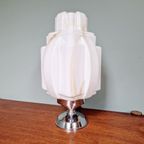 Art Deco Tafellamp, Type Wolkenkrabber, Opaline, 1930 thumbnail 4