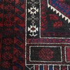 Subtiel Handgeknoopt Oosters Vloerkleed Met Bordeaux Rode, Donkerblauwe En Beige Tinten 143x88cm thumbnail 3