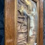 Christus Aan Het Kruis, In Eiken Lijst, Met Bol Glas- Reliving thumbnail 3