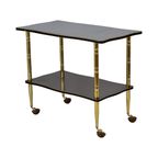 Vintage Franse Bar Trolley Houtfineer Goud Messing Tv-Meubel Jaren 50 Design thumbnail 7