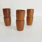 6 Vintage Teak Eierdopjes Hout Denmark ’60 Mid Century Retro thumbnail 3