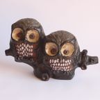 Ceramic Owls Sculpture By Elisabeth Vandeweghe For Perignem 1970S, Belgium. thumbnail 2