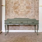 Queen Anne Vintage Dressoir In Groen/ Ladekast Met Drie Lades thumbnail 6
