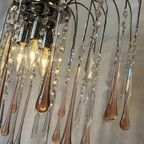 Murano Teardrop Roze Vintage Hanglamp Chrome Kristal thumbnail 11