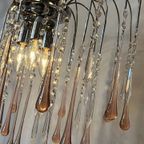 Murano Teardrop Roze Vintage Hanglamp Chrome Kristal thumbnail 11