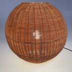 Rotan Bolvormige Vloerlamp / Tafellamp. Duitsland 1980'S thumbnail 6