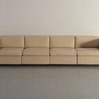 Charles Pfister For Knoll Mid-century White Leather Sofa And 4 X Cube Club Chairs thumbnail 2
