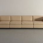 Charles Pfister For Knoll Mid-Century White Leather Sofa And 4 X Cube Club Chairs thumbnail 2